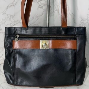 Celine Black and Tan Leather Handbag rare